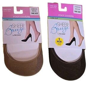 New LOT OF THREE (3) Pairs of Mocha Low Cut Foot Covers ( 1) Pair Beige One Size